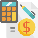 presupuesto (2) Ilustración de una calculadora junto a un bolígrafo y una moneda con el signo de dólar, representando el servicio de solicitud de cotización para impresión 3D, ideal para clientes que buscan personalización y presupuestos ajustados a sus necesidades específicas.