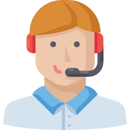 Ilustración de un agente de atención al cliente con auriculares y micrófono, representando asistencia y soporte técnico para servicios de impresión 3D