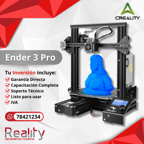 Impresora 3D Creality Ender 3 Pro, incluye garantía, capacitación, soporte técnico y está lista para usar