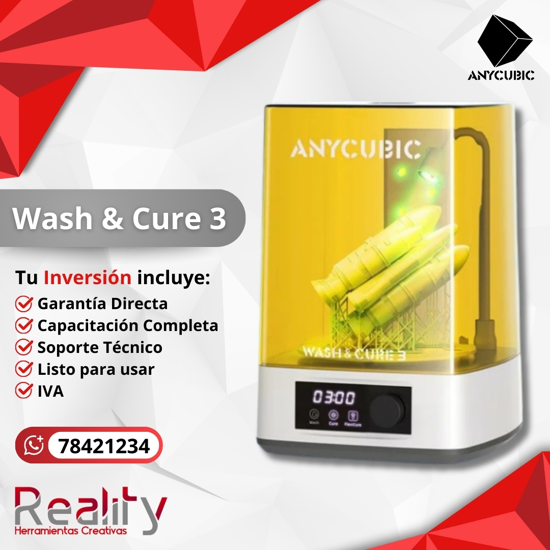 Estación lavado y curado Anycubic Wash & Cure 3 con cámara amarilla transparente y panel digital, incluye garantía directa, capacitación y soporte técnico completo